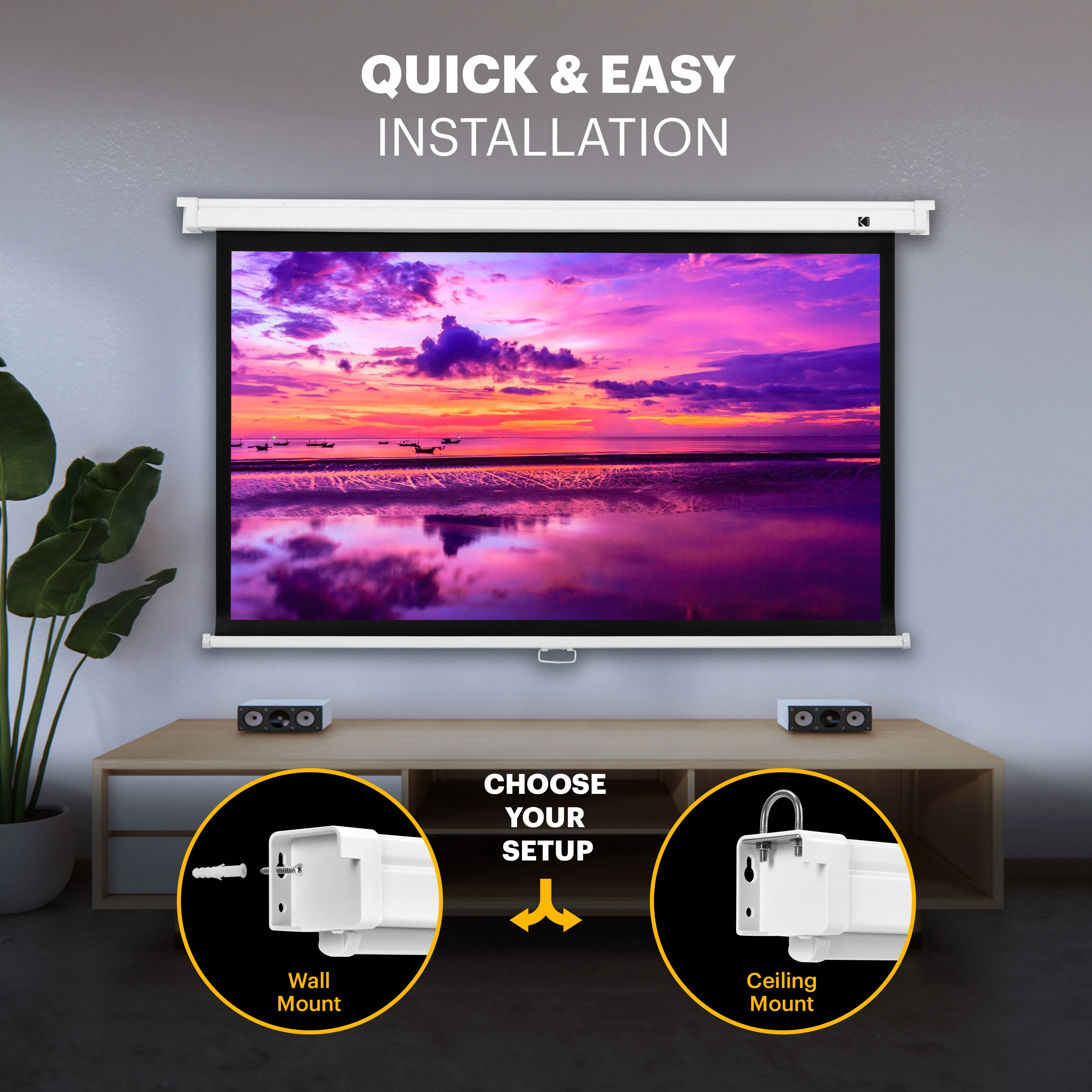 KODAK Manual Pull-Down White Projector Screen - Image 4