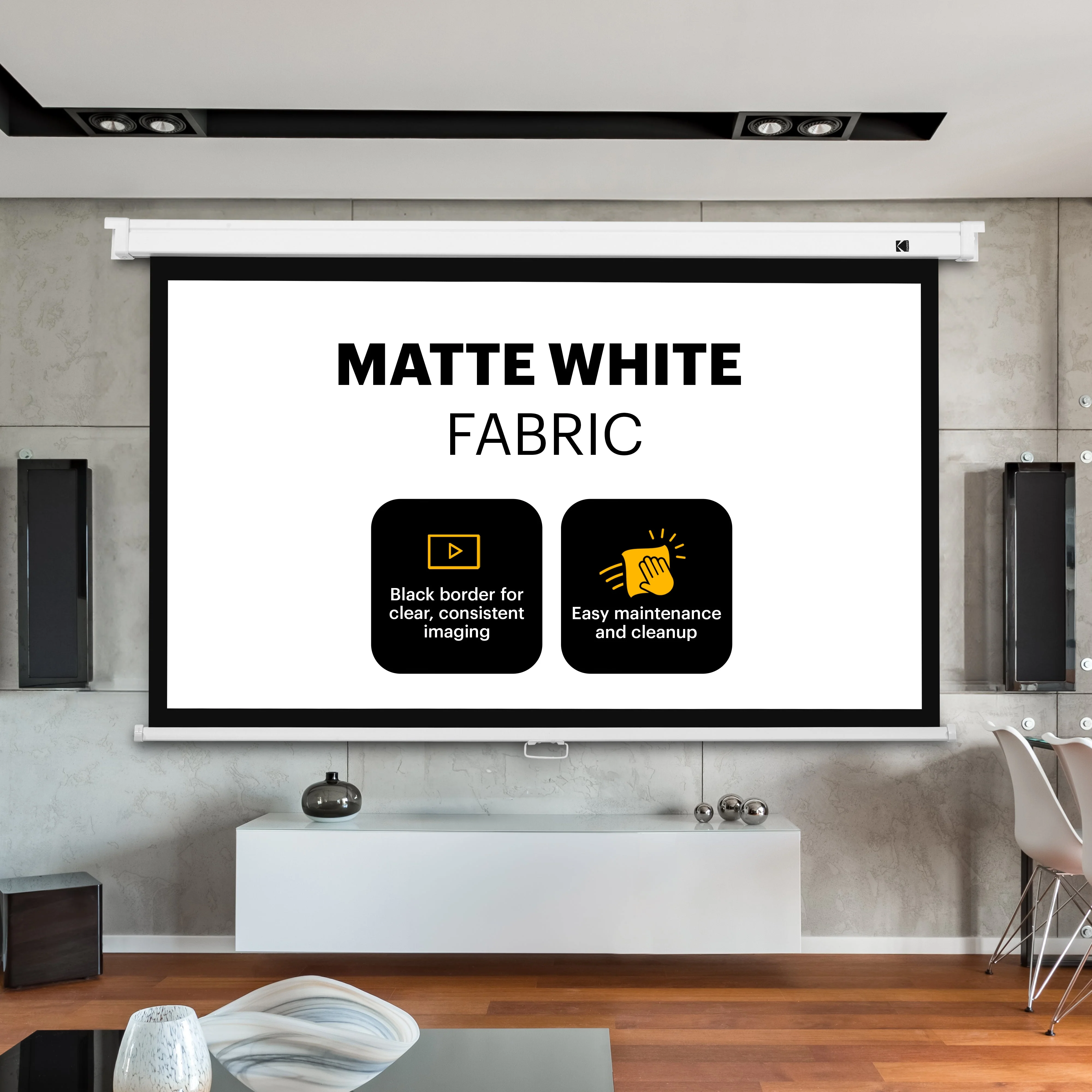 KODAK Manual Pull-Down White Projector Screen - Image 6
