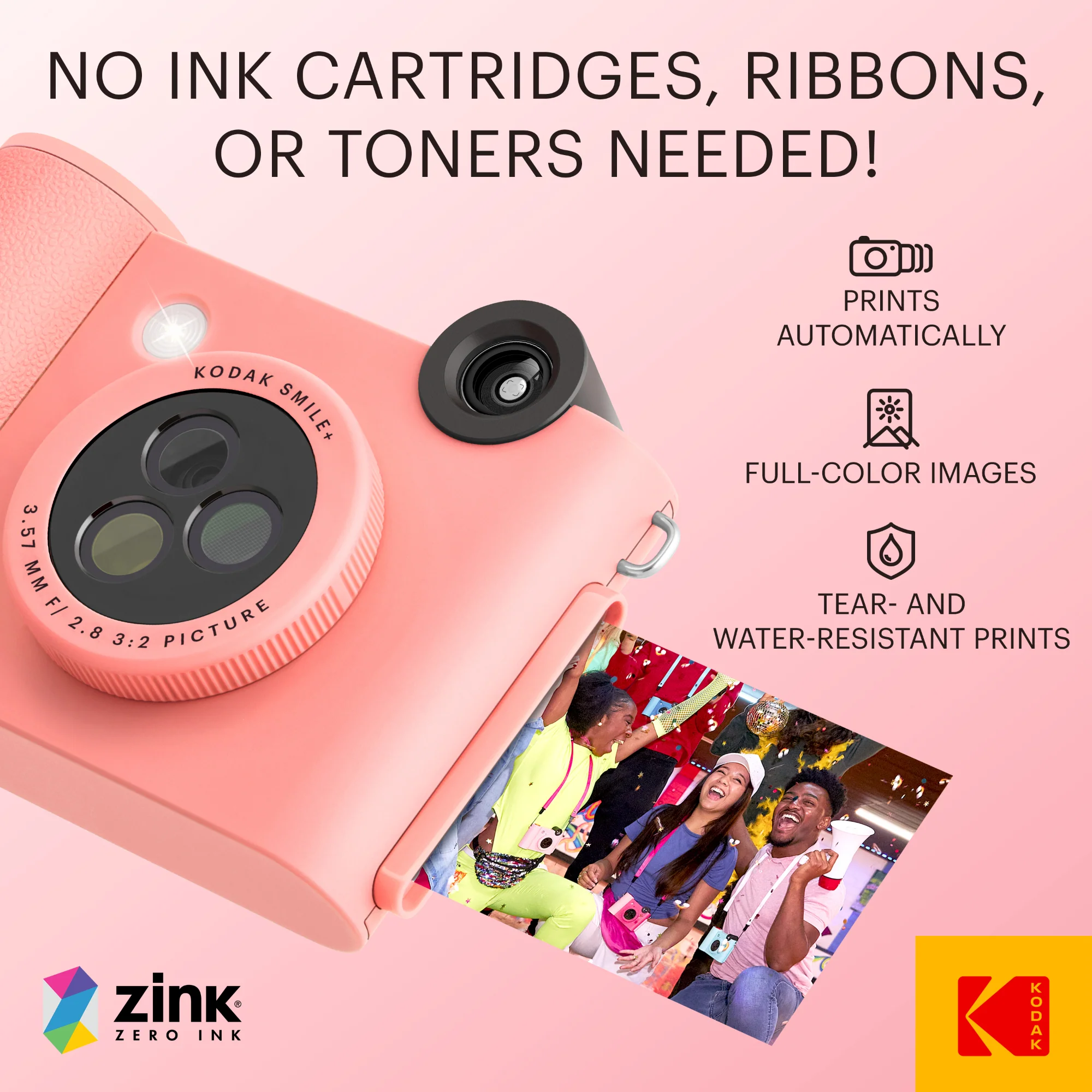 KODAK Smile+ Wireless Digital Instant Print Camera with Effect-changing Lens - Pink - Image 5